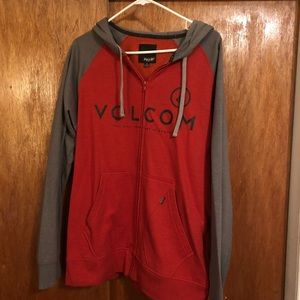L Volcom Red / Grey Hoodie